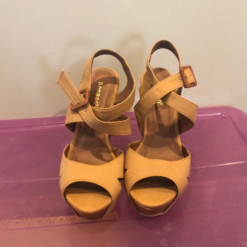Tan Wedge Heel Sandals
